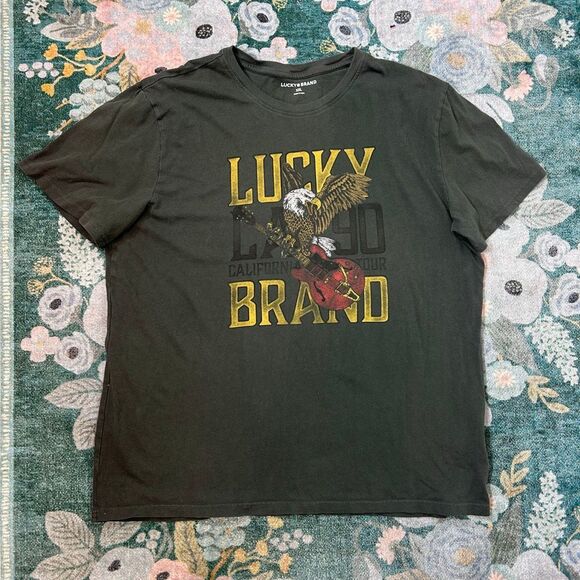 Lucky Brand Men’s XXL T Shirt Graphic Tee 2XL Gray Cotton Short Sleeve - Picture 7 of 9